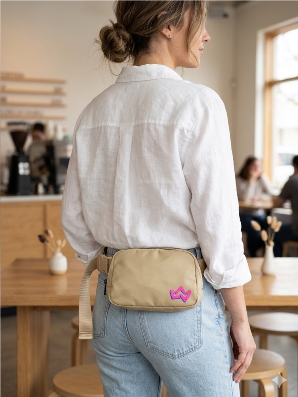 Primal Queen Chic Cream Nylon Fanny Pack